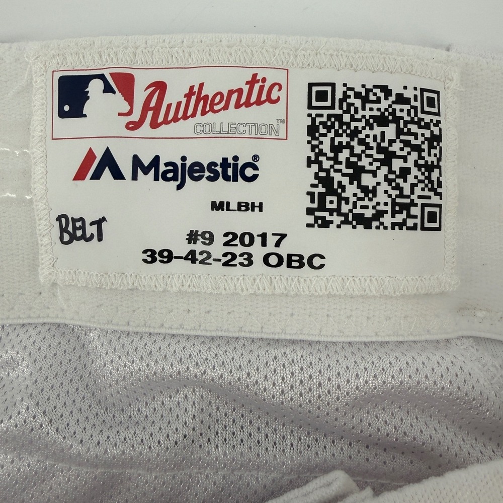 Majestic Authentic MLB 2017 #9 Belt White Baseball Pants Mens Team Issued USA